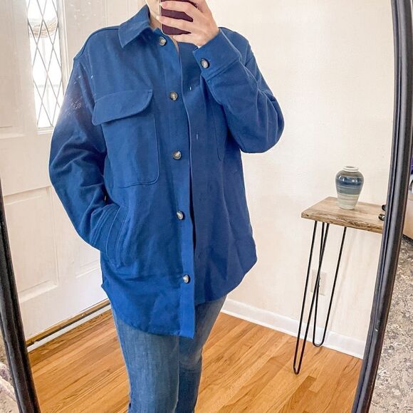 Everlane The Oversized Shirt Jacket Deep Blue M - Picture 1 of 9